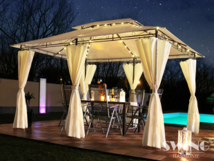 LED Pavillon Minzo 3x4 m Gartenpavillion Gartenzelt Partyzelt Solar Pavilion