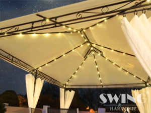 LED Pavillon Minzo 3x4 m Gartenpavillion Gartenzelt Partyzelt Solar Pavilion