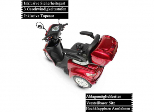 Elektromobil Eco Engel 501 Rot, 1000 Watt  Dreirad, 25 km/h
