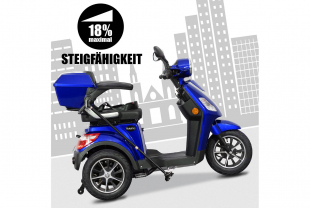 Rolektro E-Trike 25 V.2, Blau, Bleigel Akkus, 1000 Watt