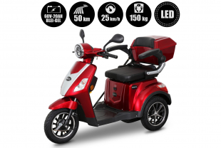 Rolektro, E-Trike 25 V.2, Rot, Bleigel Akkus, 1000 Watt