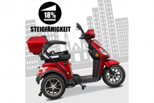 Rolektro, E-Trike 25 V.2, Rot, Bleigel Akkus, 1000 Watt