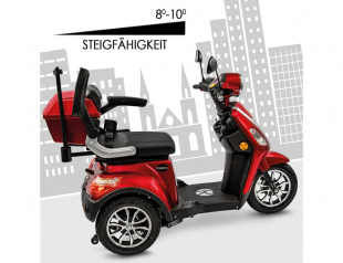 Rolektro, E-Trike 25 V.2, Rot, Bleigel Akkus, 1000 Watt