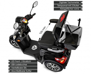 Rolektro, E-Trike 25 V.3 Lithium Akku, 1000 Watt Schwarz