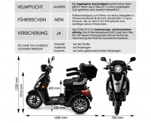 Rolektro, E-Trike 25 V.3 Lithium Akku, 1000 Watt Schwarz