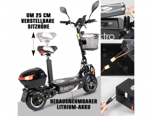 Rolektro E-Joy 45 Lithium, Schwarz, 1000 Watt, 45 km/h