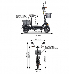 Rolektro E-Joy 45 Lithium, Schwarz, 1000 Watt, 45 km/h