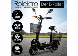 Rolektro E-Joy 20, Schwarz, 36V-12AH Blei-Gel Akkus, 500 Watt