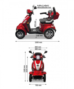 Rolektro E-Quad 15 V.3 Lithium Akku, Rot 1000 Watt