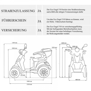 ECO ENGEL 510 Rot, 25 km/h mit Dach 20 Ah Li-Io Akku Herausnehmbar