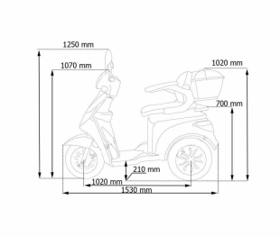 ECO ENGEL 501 Silber mit 20 Ah Li-Io Akku, Senioren Roller, 25 km/h, E Trike