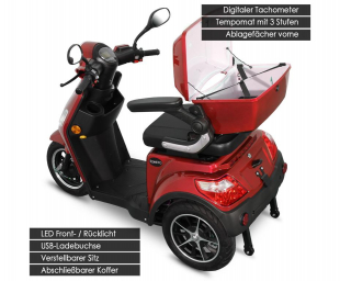 Rolektro E-Trike 15 V.2 Blei-Gel, Rot, 15 km/h