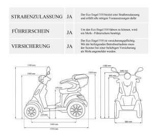 ECO ENGEL 510 V.2 Rot, 25 km/h, Seniorenmobil 4 Rder