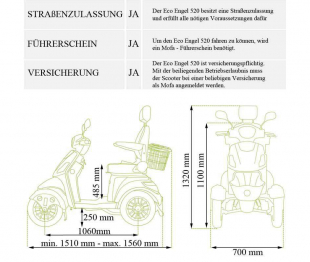 Elektromobil ECO ENGEL 525 Schwarz 1000 Watt Motor 25 km/h