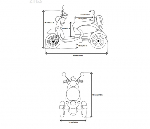 Veleco ZT63 Seniorenmobil Retro-Vespa Elektroroller 12 km/h, Rot