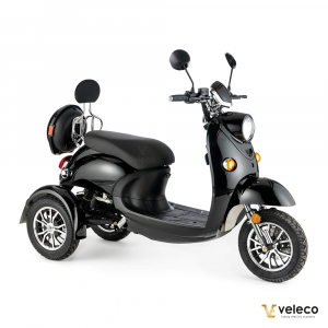 Veleco ZT63 Seniorenmobil, Retro-Vespa-Elektroroller 12 km/h, Schwarz