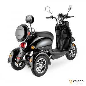 Veleco ZT63 Seniorenmobil, Retro-Vespa-Elektroroller 12 km/h, Schwarz