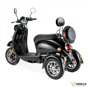 Veleco ZT63 Seniorenmobil, Retro-Vespa-Elektroroller 12 km/h, Schwarz