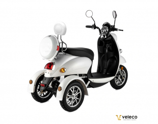 Veleco ZT63 Seniorenmobil, Retro-Vespa-Elektroroller 12 km/h, Wei