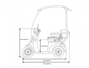 Veleco FASTER Seniorenmobil mit Dach, 1000W, 4-Rad, 12 km/h Grau