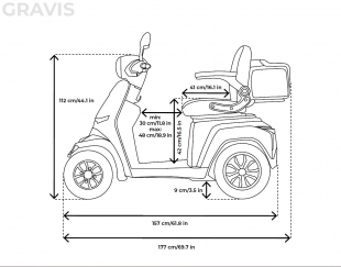 Veleco GRAVIS Seniorenmobil 4-Rad Elektroroller 1000W, 12 km/h