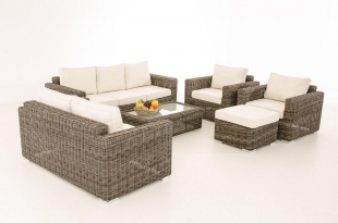 CLP Polyrattan Loungegruppe Madeira XL grau-meliert