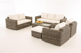 CLP Polyrattan Loungegruppe Madeira XL grau-meliert