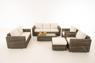 CLP Polyrattan Loungegruppe Madeira XL grau-meliert