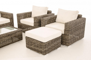 CLP Polyrattan Loungegruppe Madeira XL grau-meliert