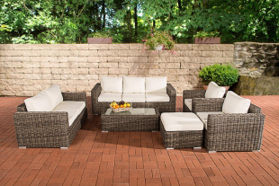 CLP Polyrattan Loungegruppe Madeira XL grau-meliert