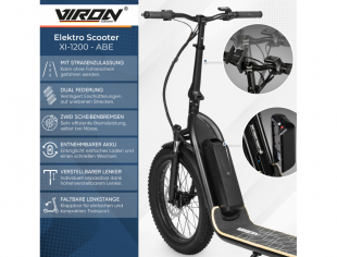 Viron E-Scooter XI-1200-S mit Straenzulassung ABE, 20Ah Elektroroller