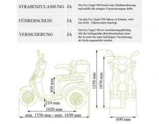 Senioren Roller Eco Engel 500 Schwarz 1000 Watt, 25 km/h